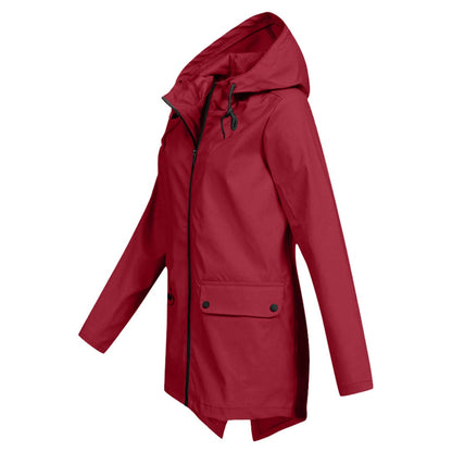 Damen Jacke mit Kapuze Reißverschluss und Taschen