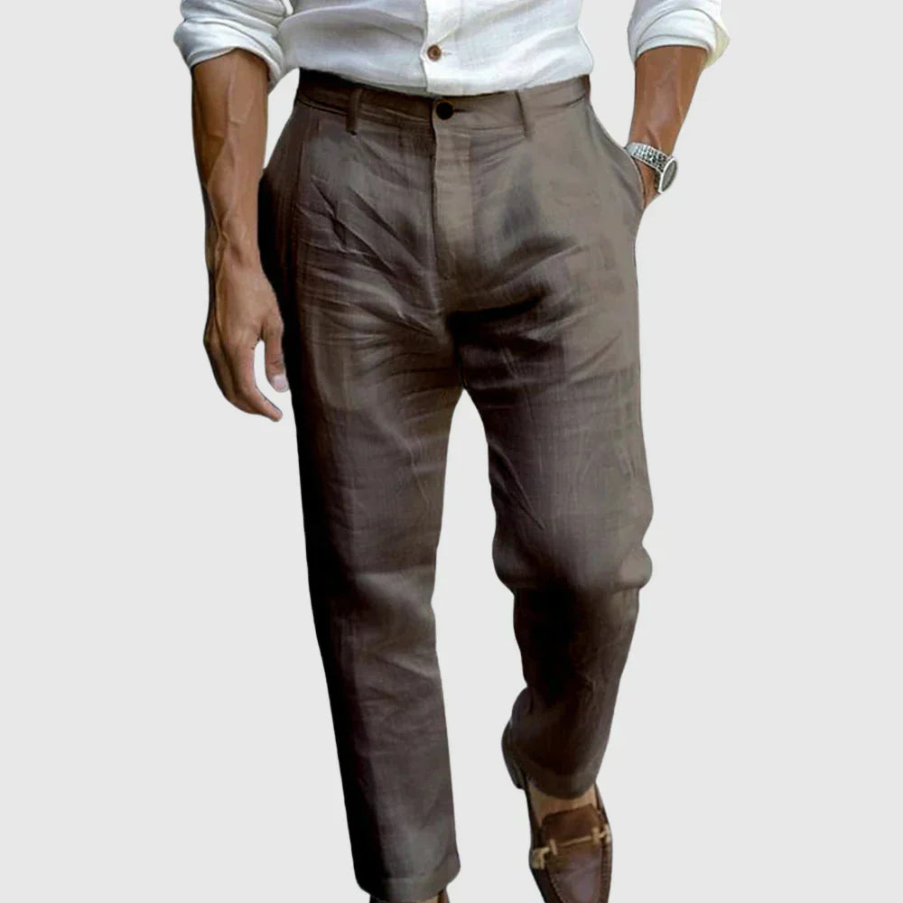 Herren Leinenhose Bequem Weite Bein Sommer
