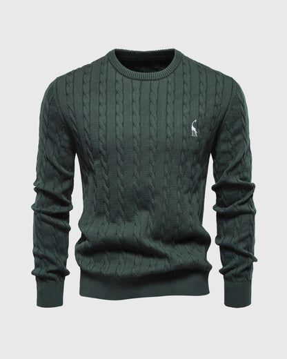 Herren Strickpullover Zopfmuster Baumwolle Bequem