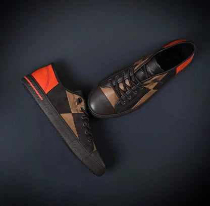 Herren Leder Sneaker Schwarz Elegantes Design