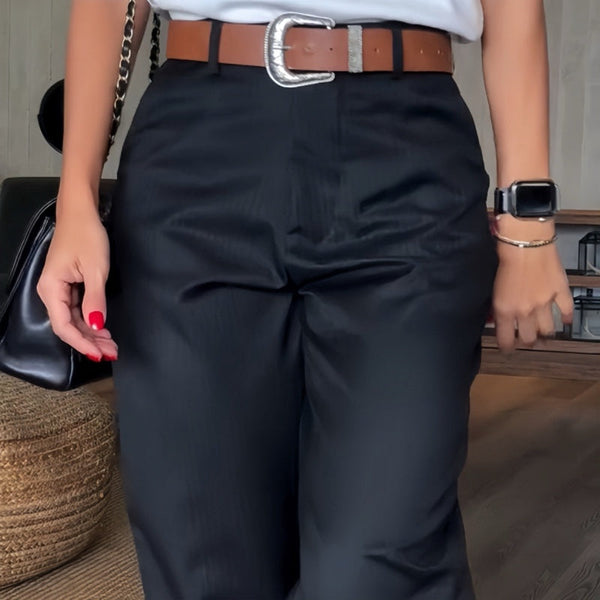 Damen Business Anzughose Streifen Elegant Schwarz