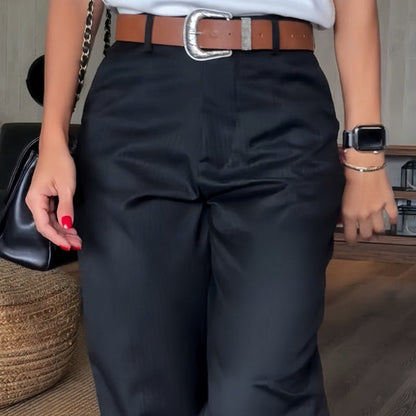 Damen Business Anzughose Streifen Elegant Schwarz