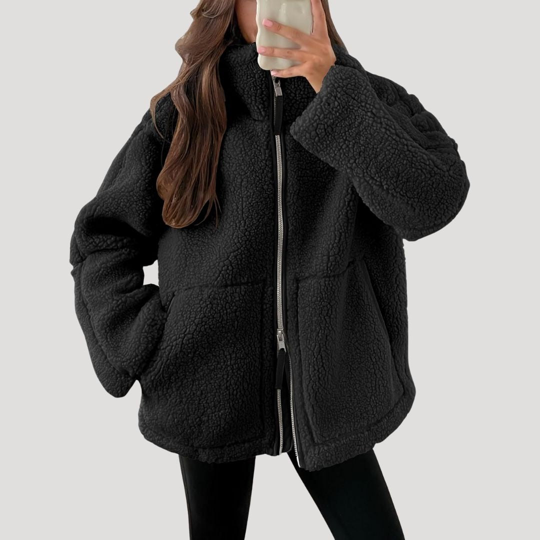 Teddy Fleece Jacke Weich Warm Bequem Damen