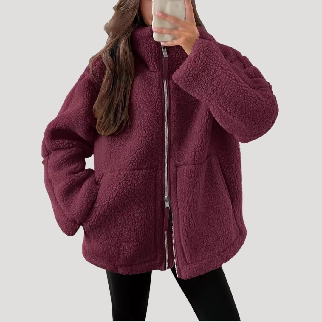 Teddy Fleece Jacke Weich Warm Bequem Damen