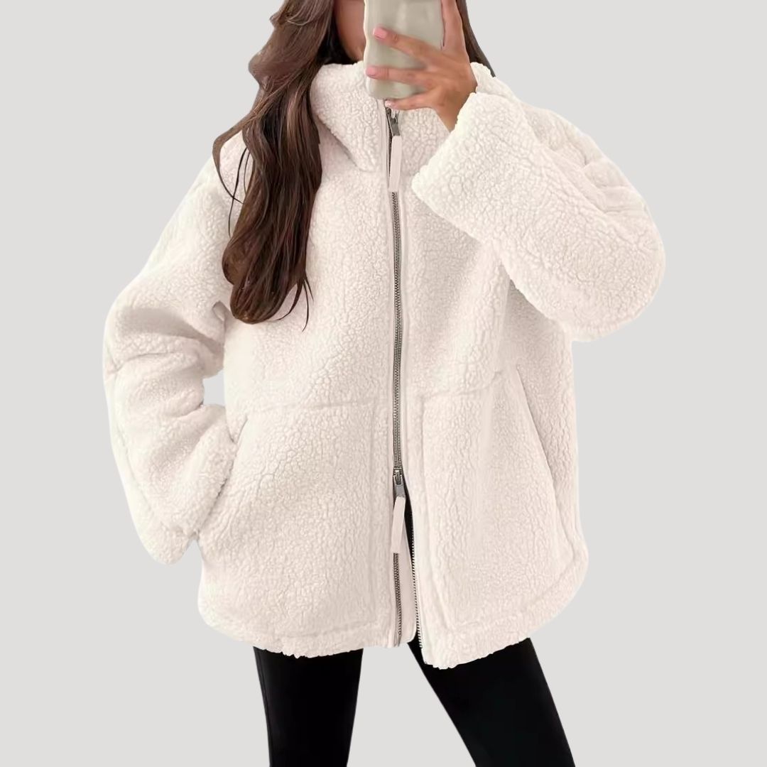 Teddy Fleece Jacke Weich Warm Bequem Damen
