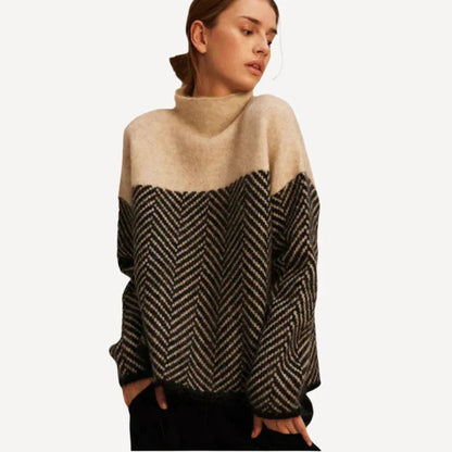 Farbblock Rollkragenpullover für Damen 0