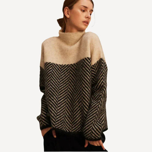 Farbblock Rollkragenpullover für Damen 0