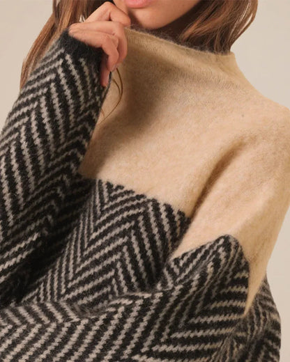 Farbblock Rollkragenpullover für Damen 1