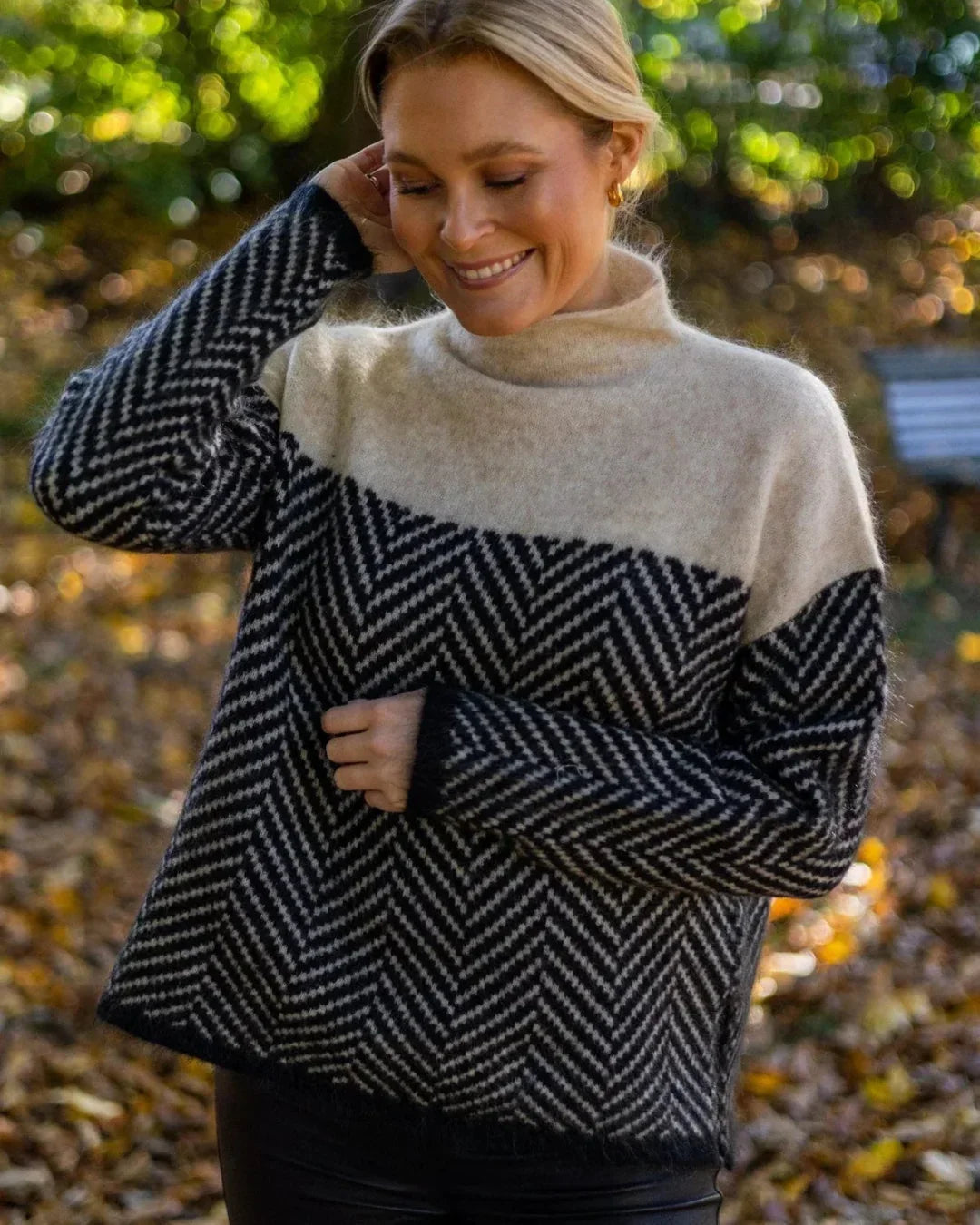 Farbblock Rollkragenpullover für Damen 3