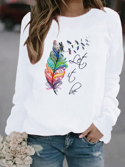 Damen Pullover Feder Motiv Weich Komfortabel