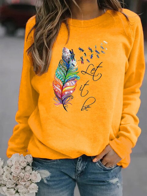 Damen Pullover Feder Motiv Weich Komfortabel