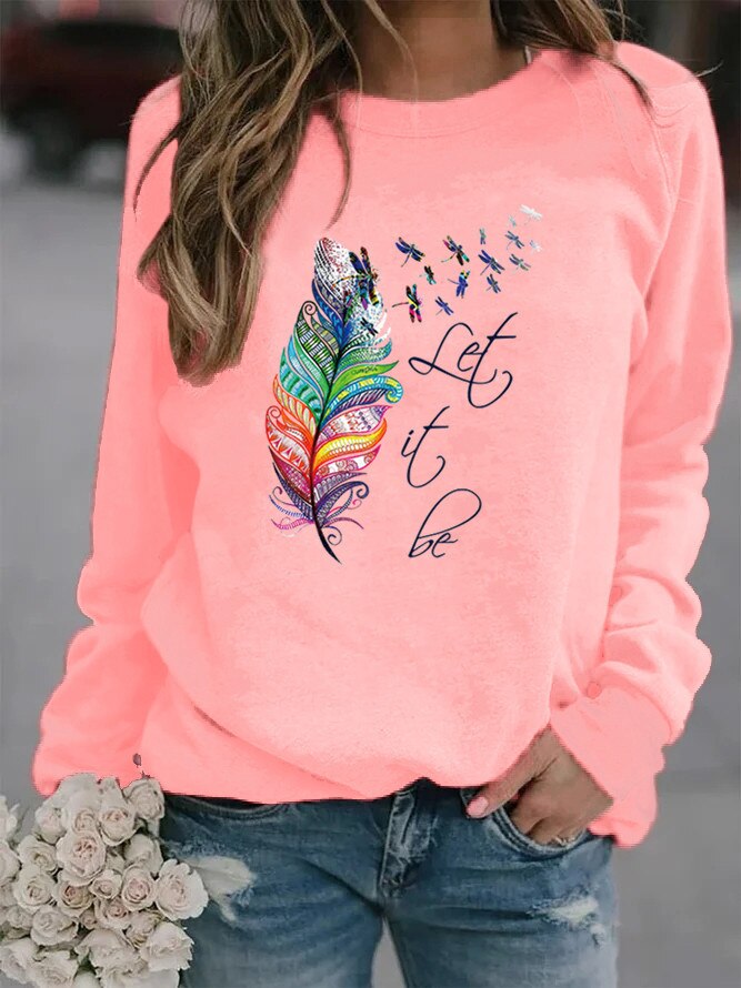 Damen Pullover Feder Motiv Weich Komfortabel