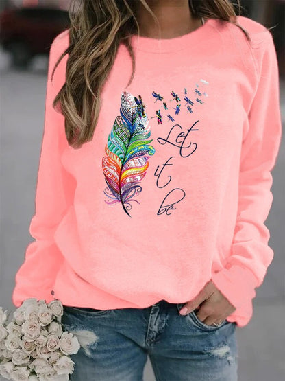 Damen Pullover Feder Motiv Weich Komfortabel