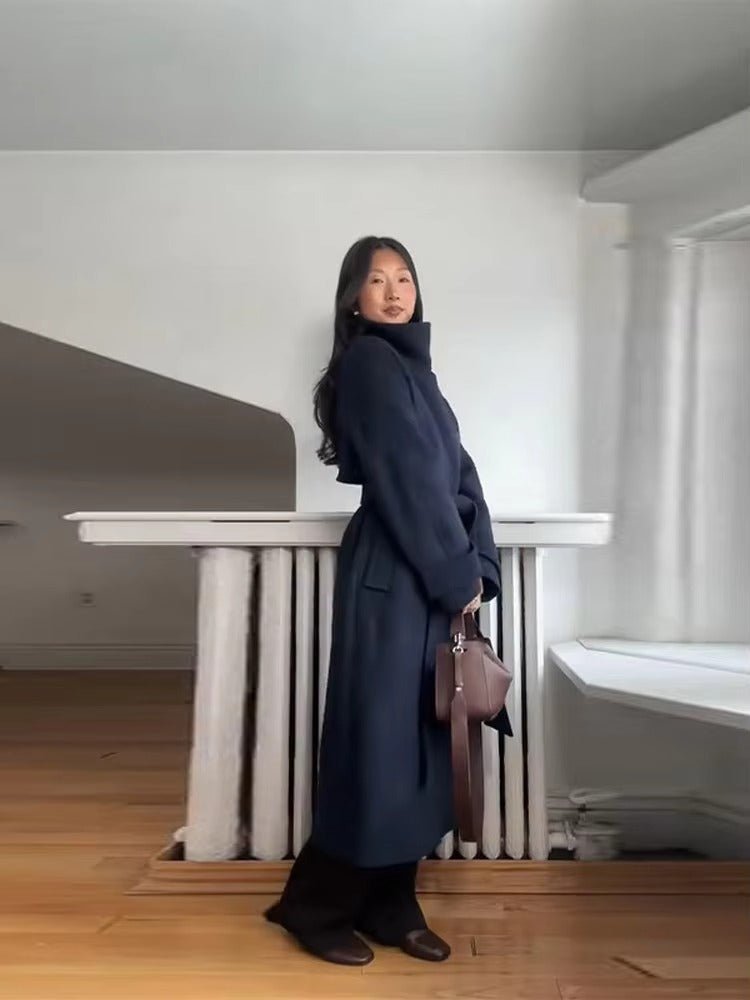 Damen Trenchcoat Winter Warm mit Gürtel