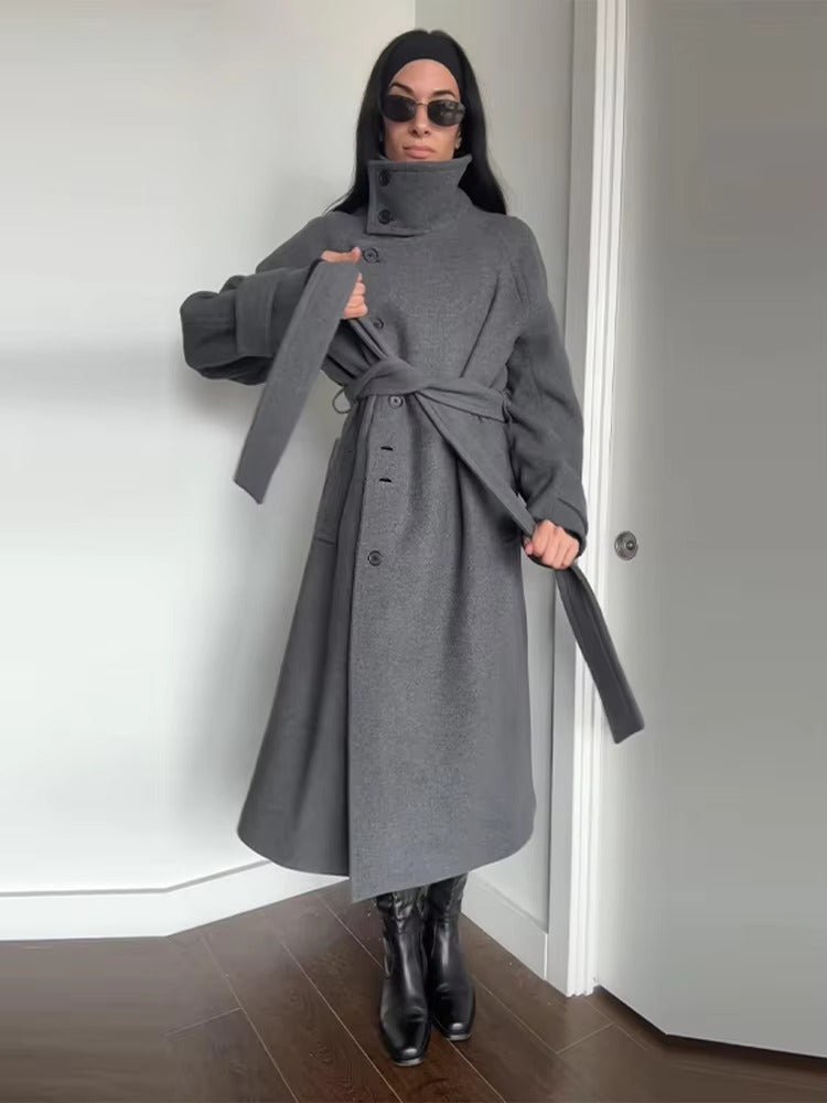 Damen Trenchcoat Winter Warm mit Gürtel