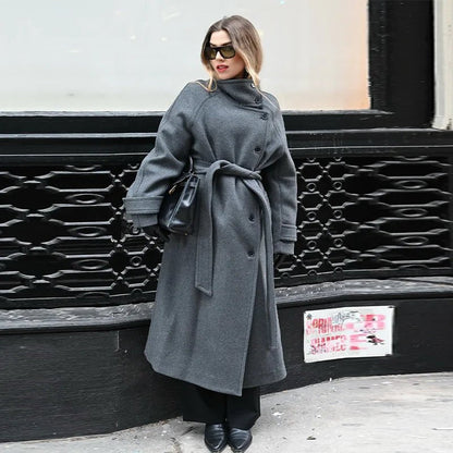 Damen Trenchcoat Winter Warm mit Gürtel