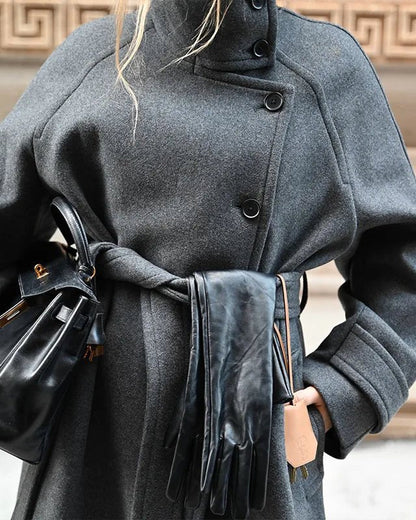 Damen Trenchcoat Winter Warm mit Gürtel