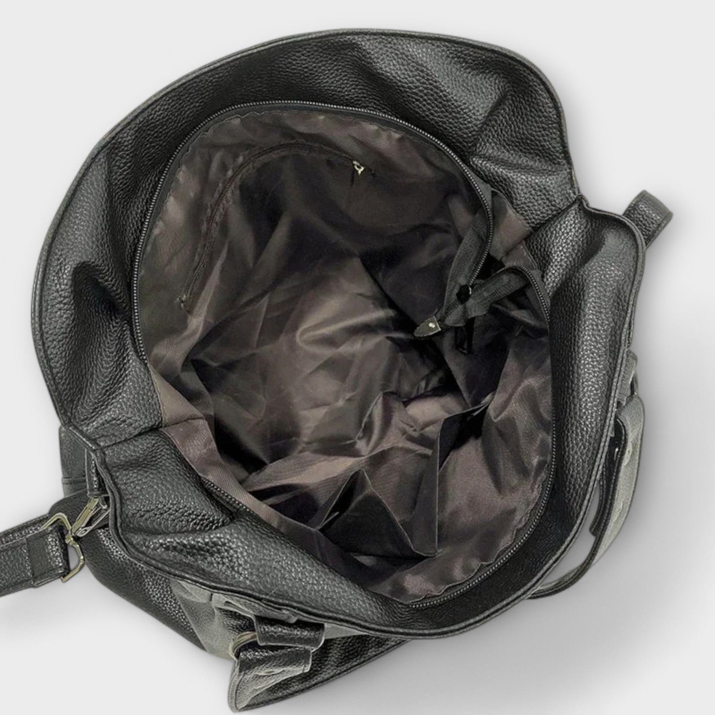 Schultertasche Damen Schlank Schwarz Leder