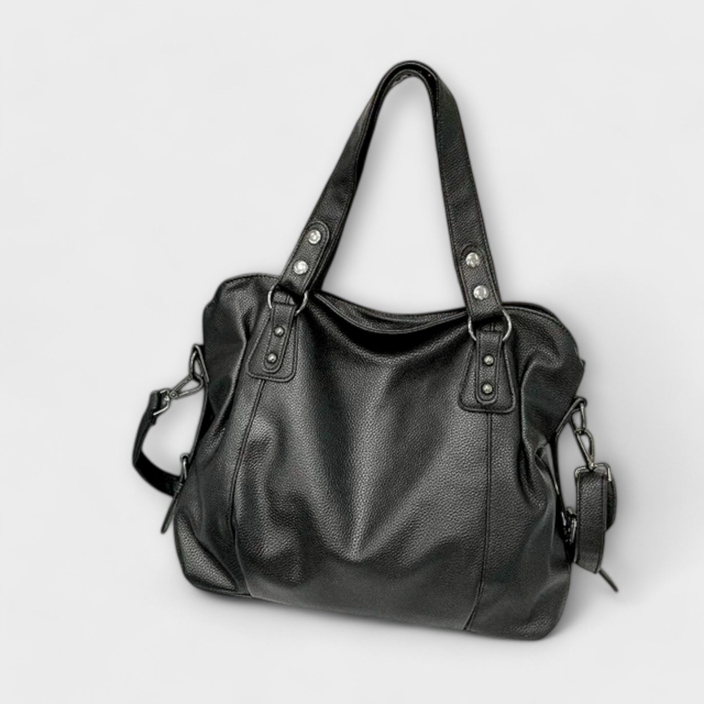 Schultertasche Damen Schlank Schwarz Leder
