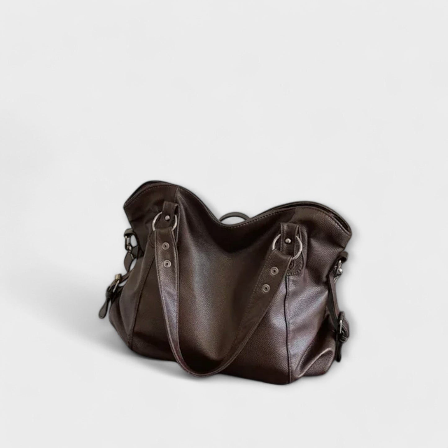 Schultertasche Damen Schlank Schwarz Leder