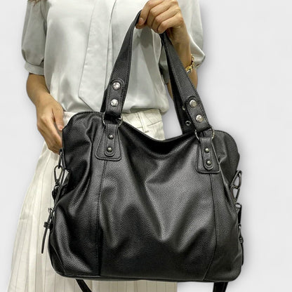 Schultertasche Damen Schlank Schwarz Leder