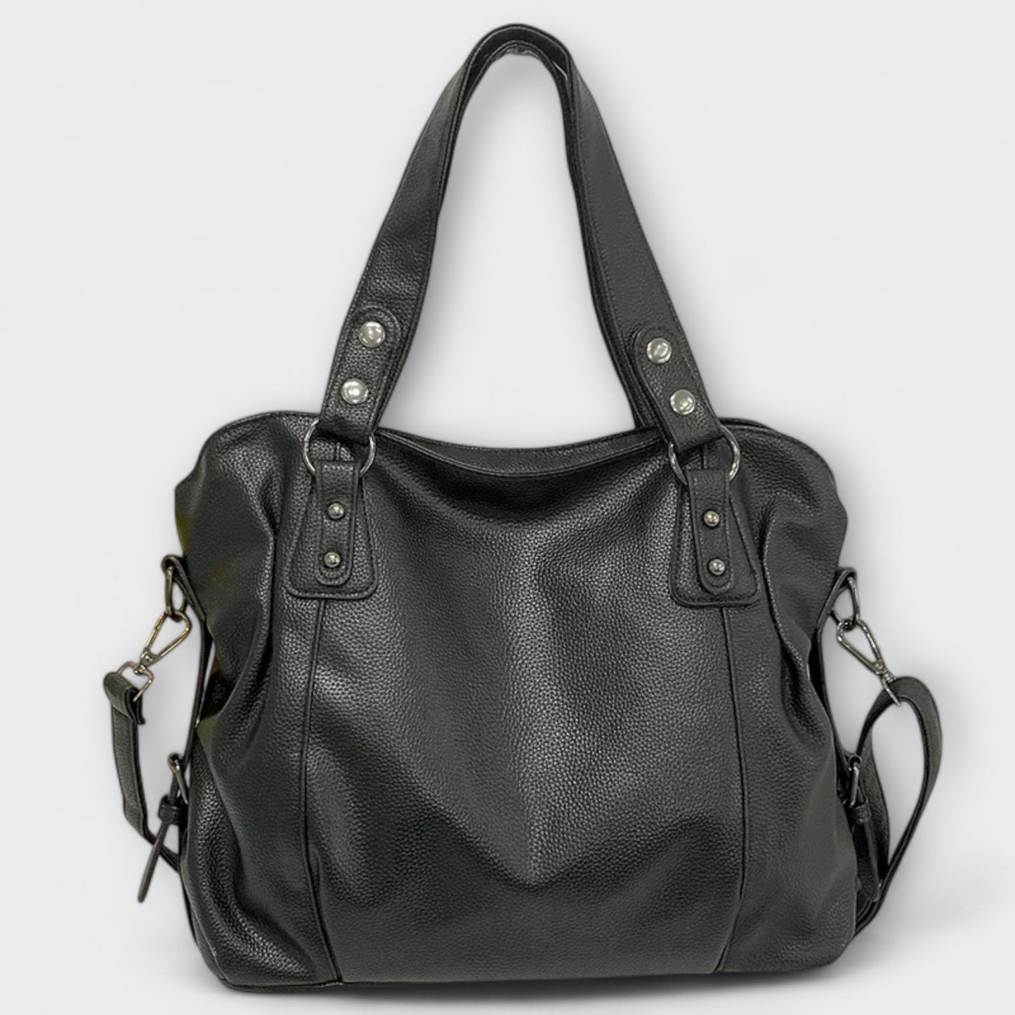 Schultertasche Damen Schlank Schwarz Leder