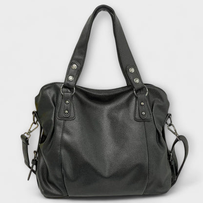 Schultertasche Damen Schlank Schwarz Leder