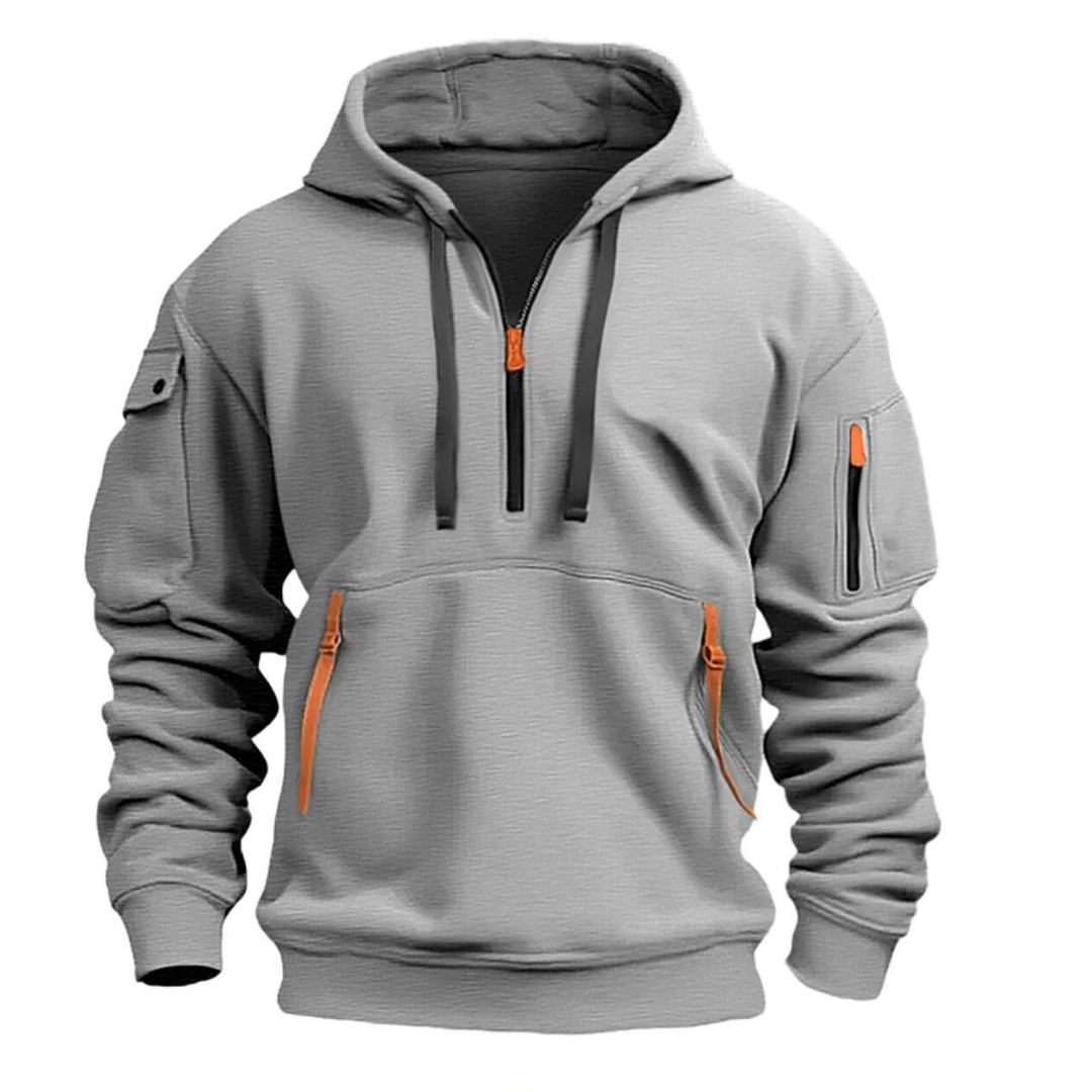 Herren Hoodie mit Reißverschluss Taschen Sportlich Modern