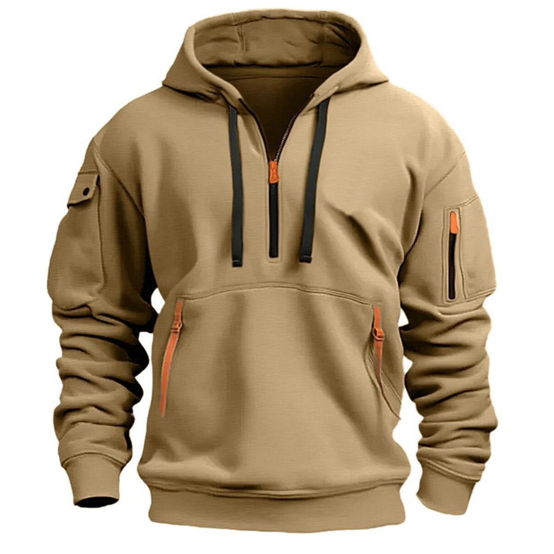 Herren Hoodie mit Reißverschluss Taschen Sportlich Modern