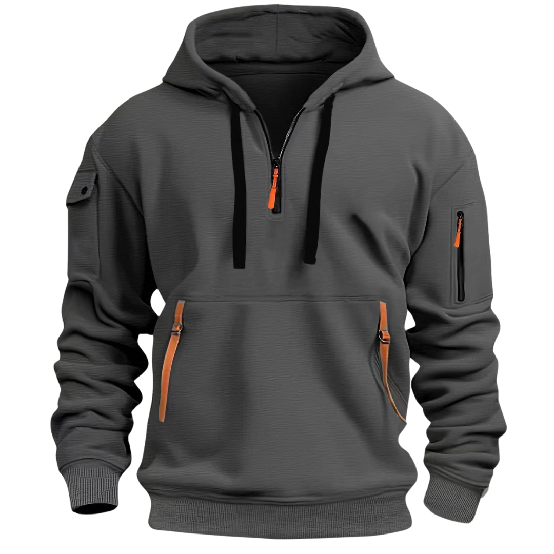 Herren Hoodie mit Reißverschluss Taschen Sportlich Modern
