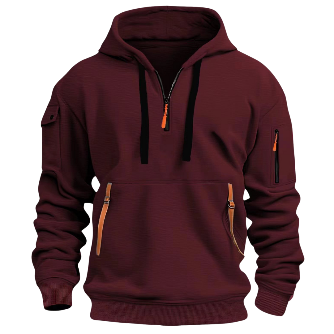 Herren Hoodie mit Reißverschluss Taschen Sportlich Modern