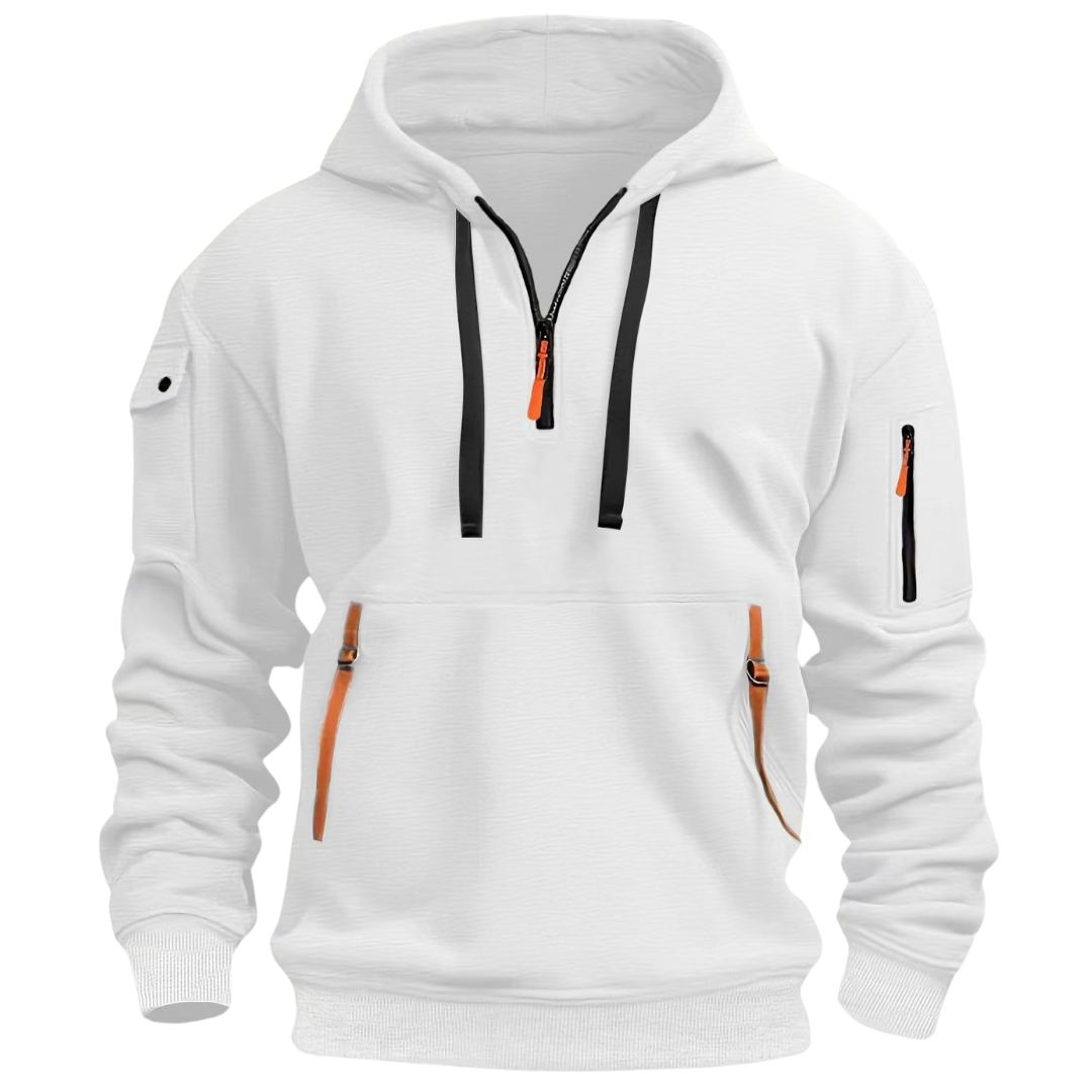 Herren Hoodie mit Reißverschluss Taschen Sportlich Modern
