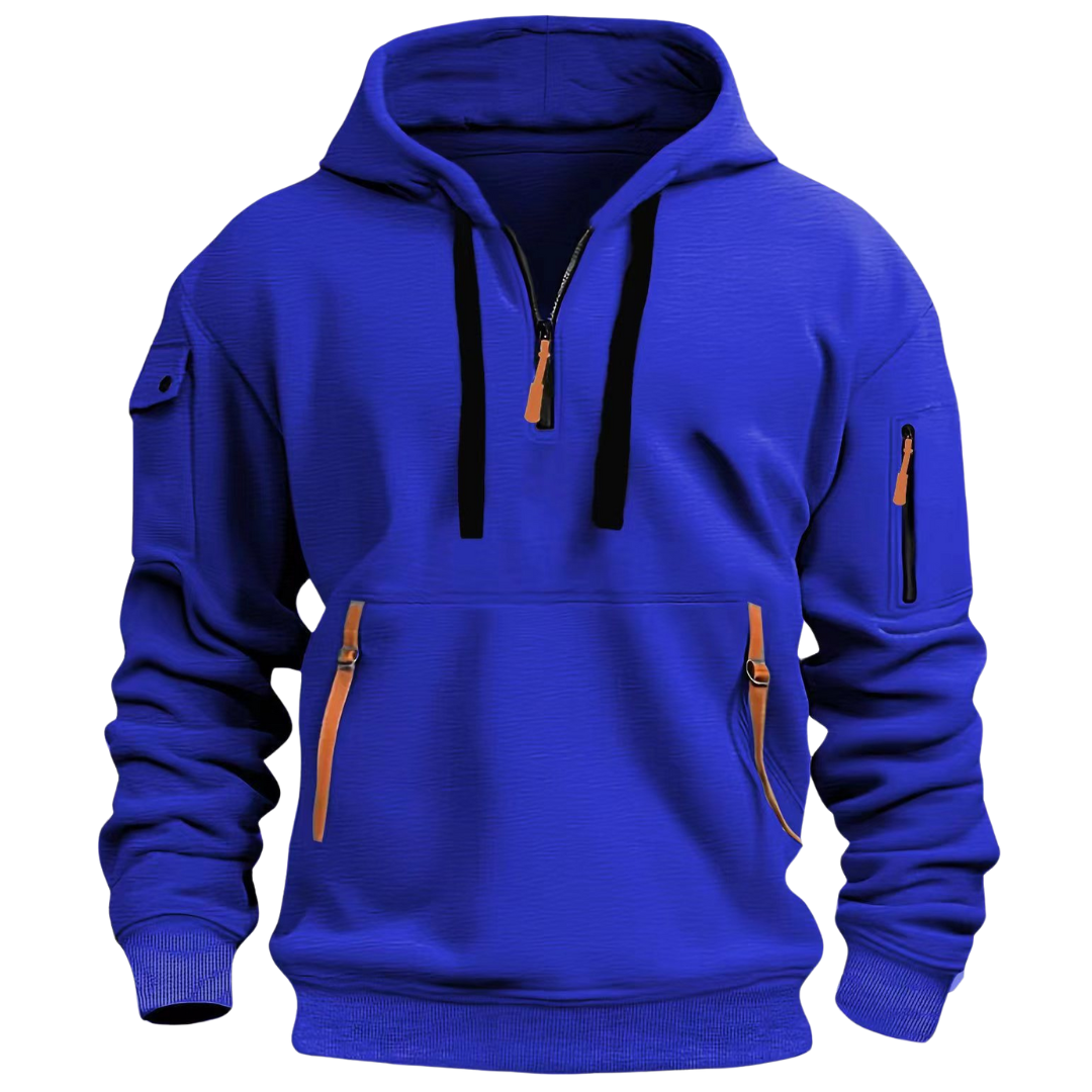 Herren Hoodie mit Reißverschluss Taschen Sportlich Modern