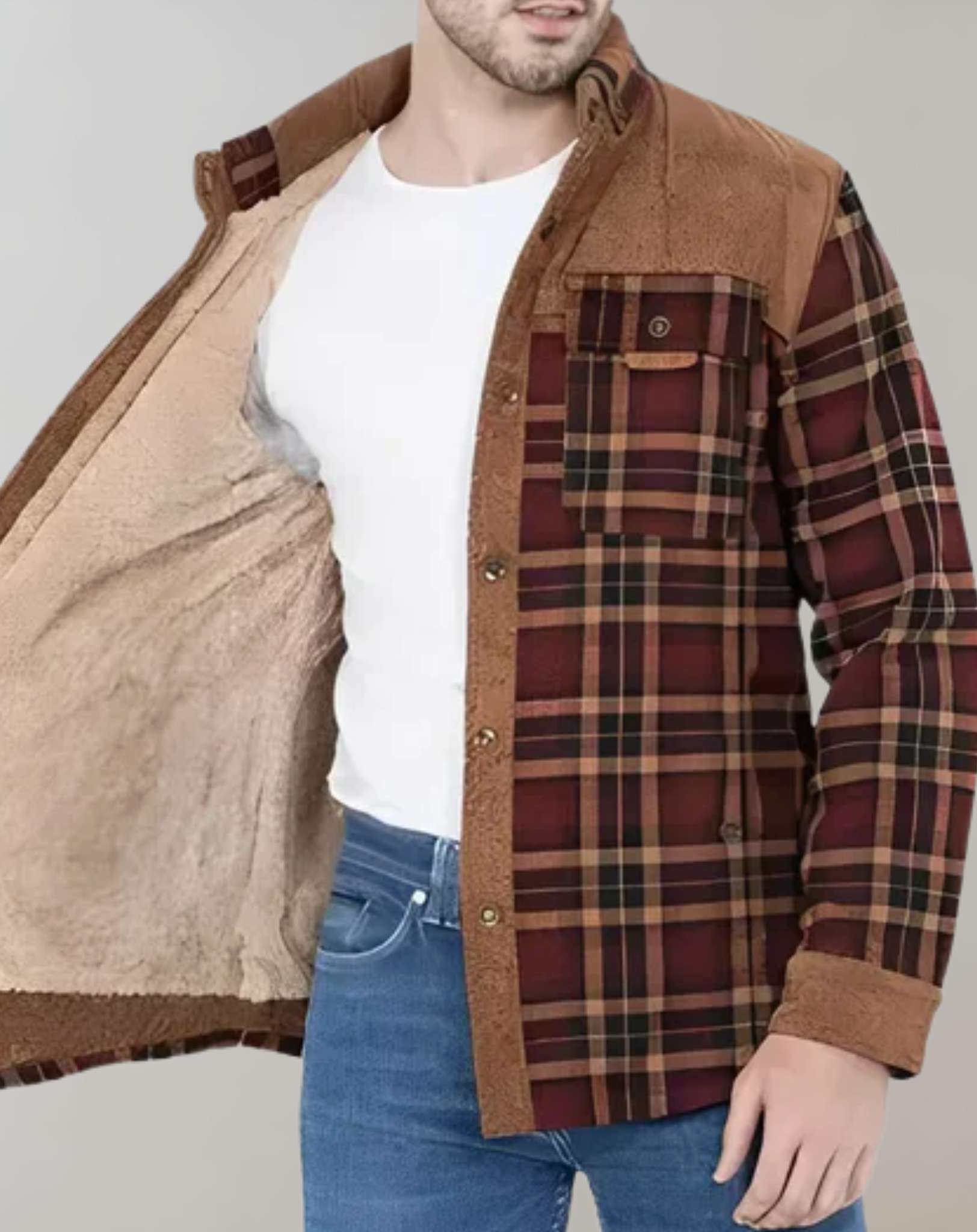 Herren Flanellhemd Fleece gefüttert Kariert Warm - BerlinGlamour