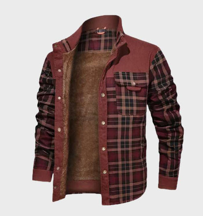 Flanellhemd | Fleece gefüttert | Kariert | Flanelljacke | Herrenbekleidung-Rot-S-Chaps Herrenmode