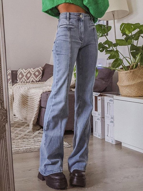 Hohe Flared Jeans mit Sternen Vintage Style