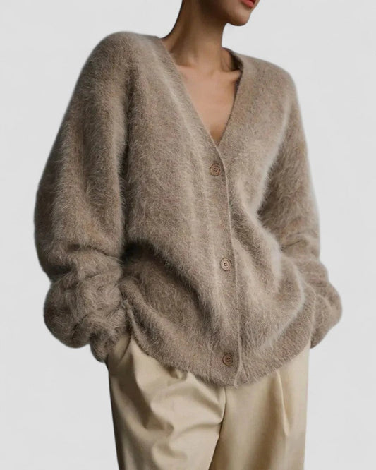 Flauschiger Strickcardigan mit Knopfleiste 0