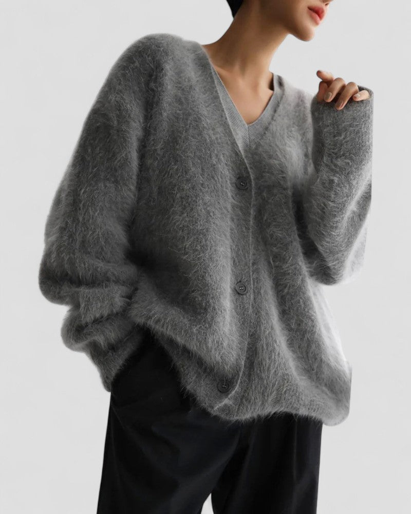 Flauschiger Strickcardigan mit Knopfleiste 2