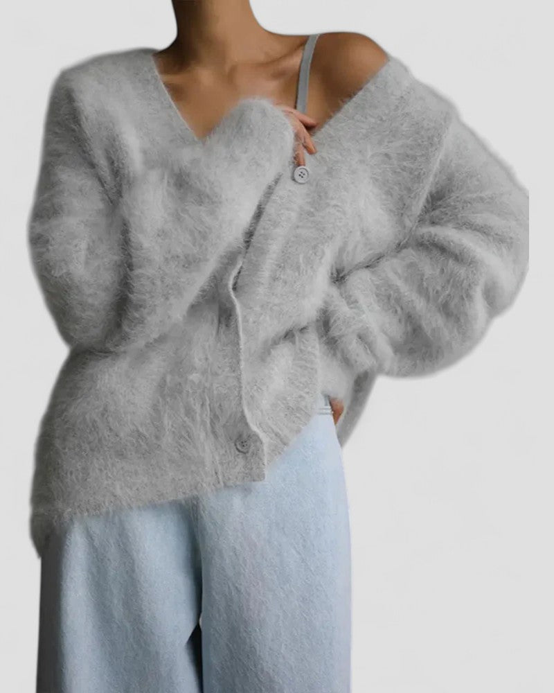 Flauschiger Strickcardigan mit Knopfleiste 3