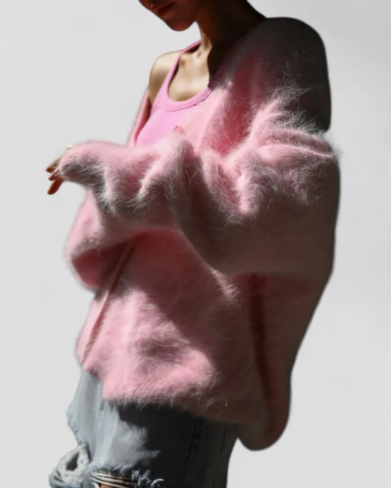 Flauschiger Strickcardigan mit Knopfleiste 5