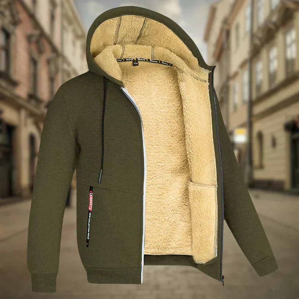 Warme Herren Fleece Jacke Winter Hoodie Zip-Up - BerlinGlamour