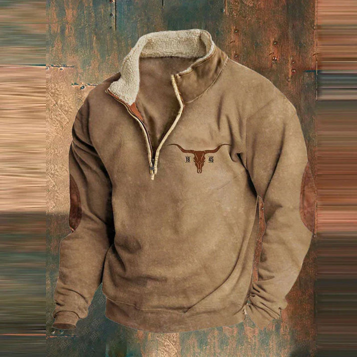 Fleece-Pullover | Half Zip | Warm | Fleece-Pullover | Herren Winterbekleidung-Braun-S-Chaps Herrenmode