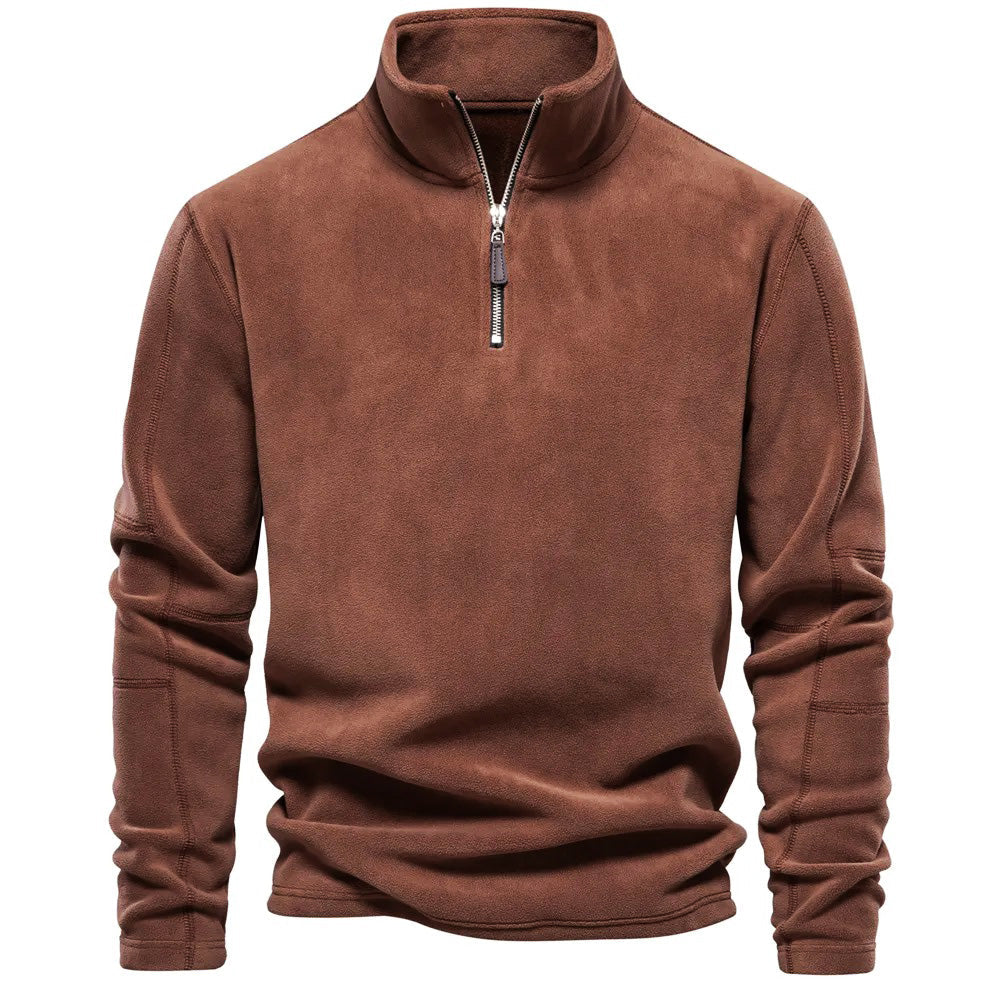 Fleece-Pullover | Half-Zip | Warm | Quarter-Zip-Fleece | Herren-Fleece-Braun-S-Chaps Herrenmode