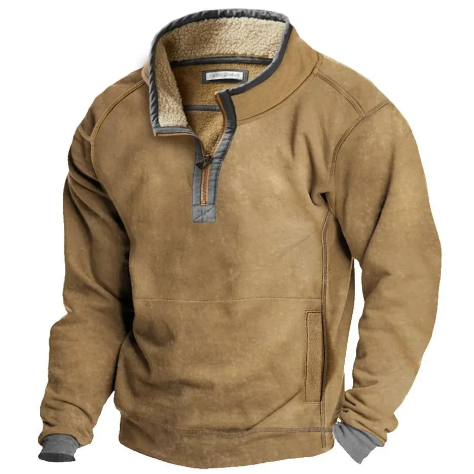 Herren Fleece Pullover Quarter Zip Warm Winter - BerlinGlamour