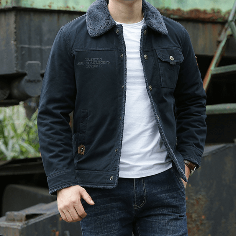 Herren Winterjacke Fleece Gefüttert mit Brusttasche - BerlinGlamour