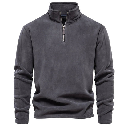Herren Fleece Pullover Warm Kurz Reißverschluss - BerlinGlamour