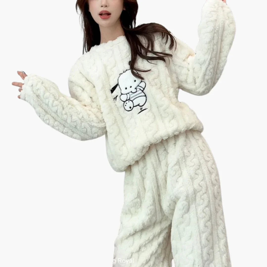 Fleece Schlafanzug Set für Damen 7