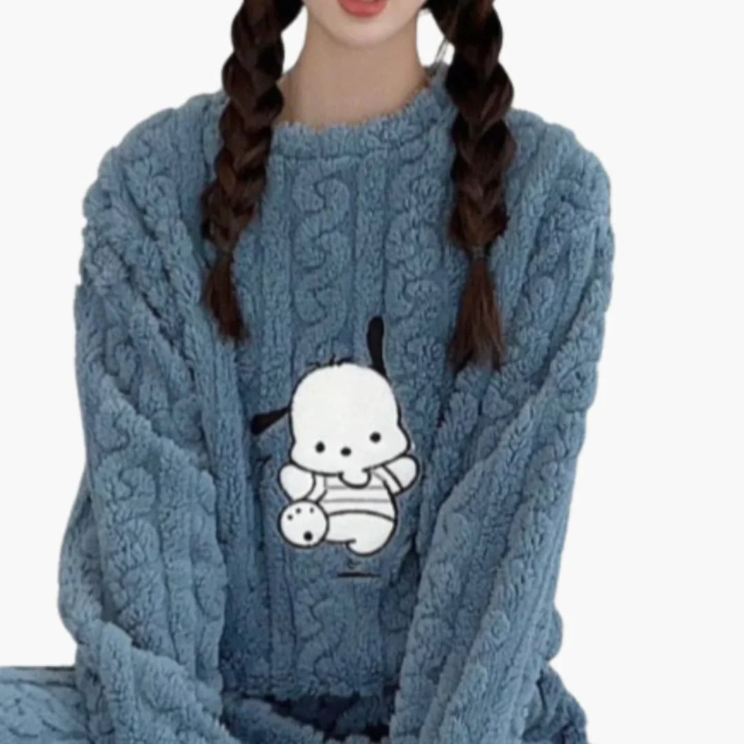 Fleece Schlafanzug Set für Damen 8
