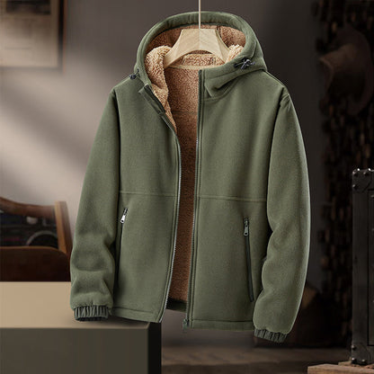Fleecegefütterter Hoodie | Warm | Mit Reißverschluss | Winter-Hoodie | Herren-Hoodie-Armeegrün-M-Chaps Herrenmode