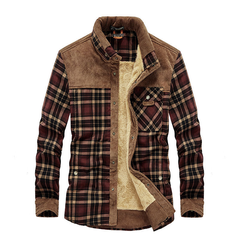 Fleecegefüttertes Overshirt – Warm – Karomuster – Fleecegefütterte Jacke – Herrenjacke-Chaps Herrenmode
